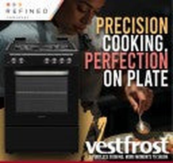 VESTFROST VFR60GE.MB 60cm Steel Automatic Gas Stove with 4 Burners and Electric Oven - Silver/Black