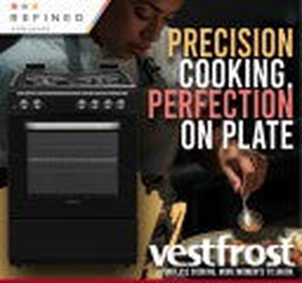 Vestfrost VFR60GG.MB 60cm Full Gas Stove with Oven - 4 Burners, Rotisserie, Timer & LPGSA Approved