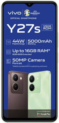 Vivo Y27s 5G Smartphone - 128GB Storage, 6GB RAM, Stunning Green - 6.56-inch Display