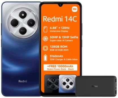 Xiaomi Redmi 14C Smartphone - Starry Blue | 4GB RAM, 128GB Storage, 50MP AI Camera, 120Hz Display, Helio G81-Ultra