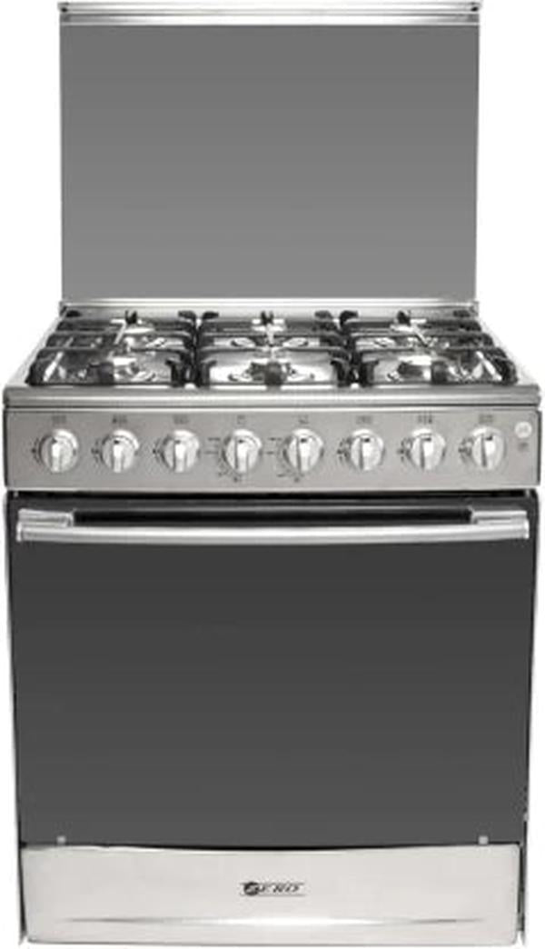 Zero Appliances 76cm Stainless Steel 6 Burner Gas Stove with Oven and Battery Ignition - 118L Capacity