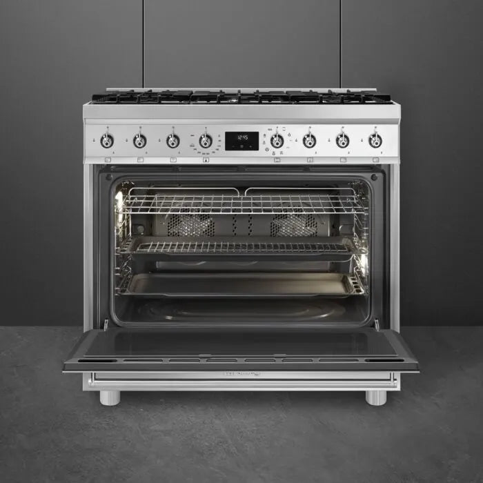 Smeg 90cm Stainless Steel Cooker With Gas Hob - C9MAXSSA2