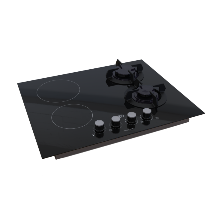 Defy 65cm Black Glass Dual Fuel Hob - DHG606