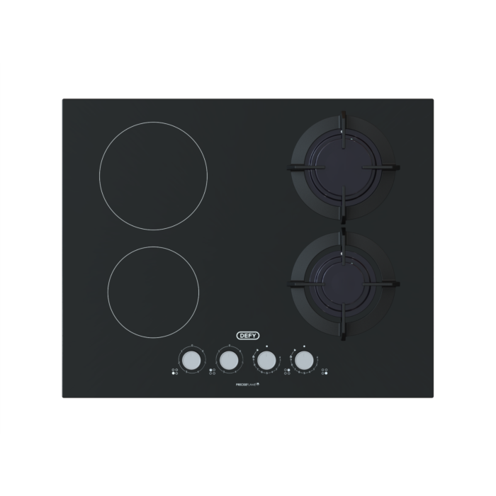 Defy 65cm Black Glass Dual Fuel Hob - DHG606