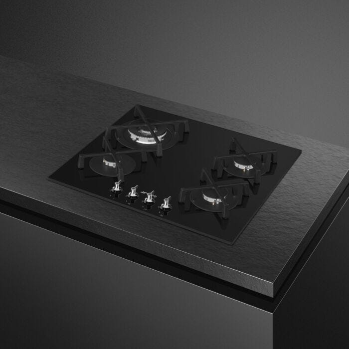 Smeg 60cm Black Glass Gas Hob Classica Aesthetic - PV364NSA2