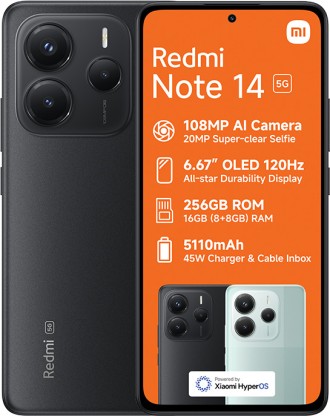 Xiaomi Redmi Note 14 5G Dual Sim (Black, 256 GB) (8 GB RAM)