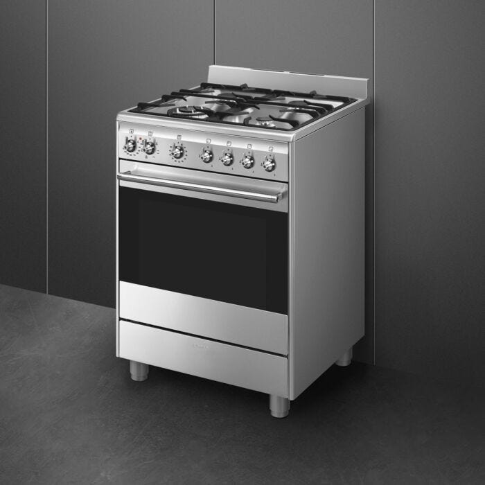 Smeg 60cmx60cm Stainless Steel Cooker With Gas Hob - SSA60MX2