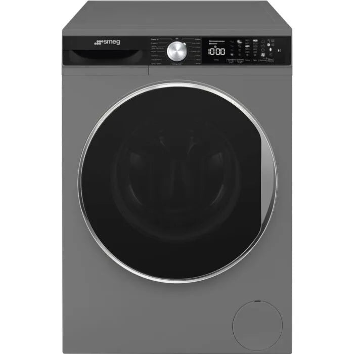 Smeg 10kg Silver Dark Inox Washing Machine Autodose + Steam + Aquajet - WM3T04XSA