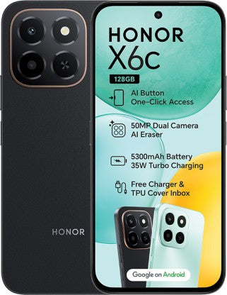 Honor X6c 4G Dual Sim 128GB (Black, 128 GB) (6 GB RAM)