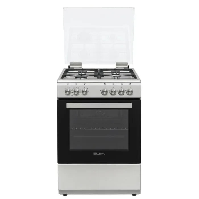 Elba Essential 60cm 4 Burner Gas Stove With Electric Oven Silver - 04/66CL442