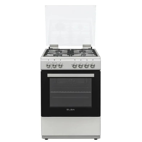 Elba Essential 60cm 4 Burner Gas Stove With Electric Oven Silver - 04/66CL442