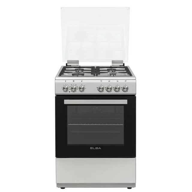 Elba Essential 60cm 4 Burner Gas Stove With Electric Oven Silver - 04/66CL442