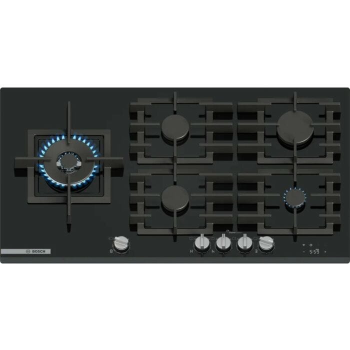 Bosch 90cm Black Series 8 Gas Hob Tempered Glass - PRS9A6H40Z