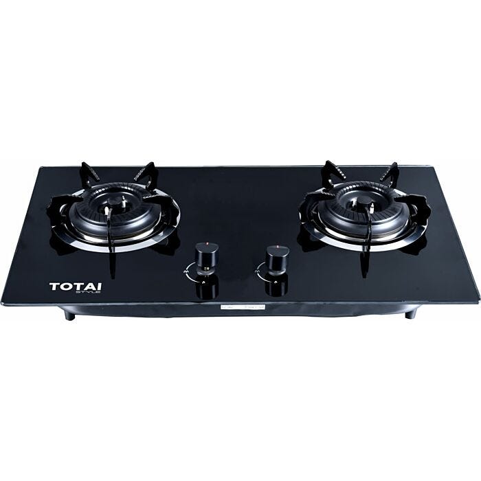 Totai 30cm Black 2 Burner Gas On Glass Hob - 26/GOG2BNR