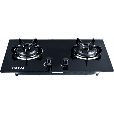 Totai 30cm Black 2 Burner Gas On Glass Hob - 26/GOG2BNR