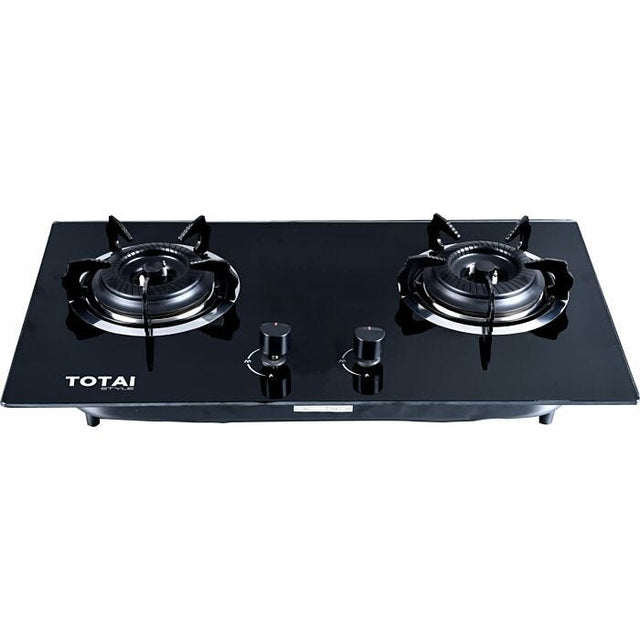 Totai 30cm Black 2 Burner Gas On Glass Hob - 26/GOG2BNR