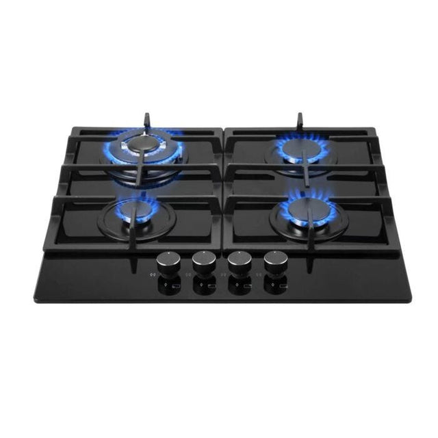 Totai 4 Burner Black Gas On Glass Hob - 26/GOG4BNR
