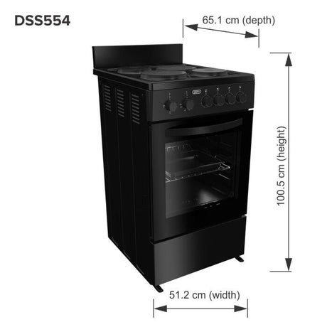 Defy 50cm Black 4 Plate Compact Stove Black FC - DSS554