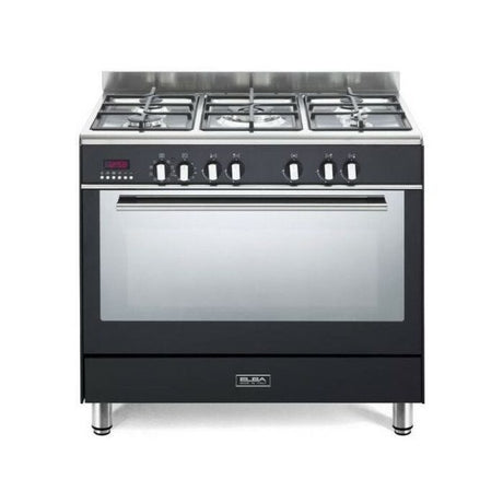 ELBA Black 90cm Fusion 5 Burner Gas/Electric Cooker - 9FX827B