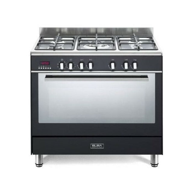 ELBA Black 90cm Fusion 5 Burner Gas/Electric Cooker - 9FX827B