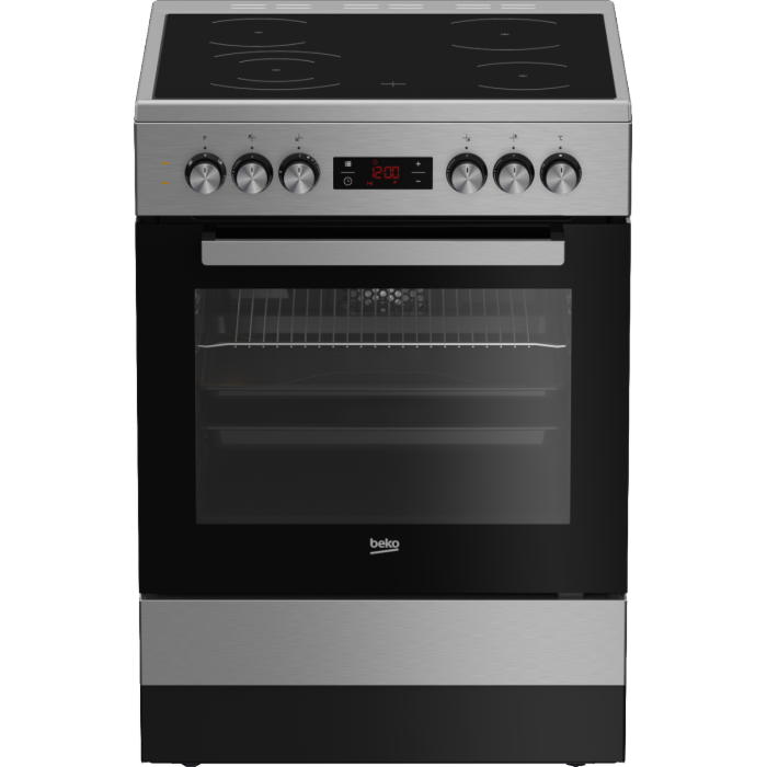 Beko 60cm Vitroceramic Inox (Stainless Steel) Free Standing Stove - FSE87310GX