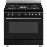 Smeg 90cm Black Cooker With Gas Hob - SSA91GGBL2