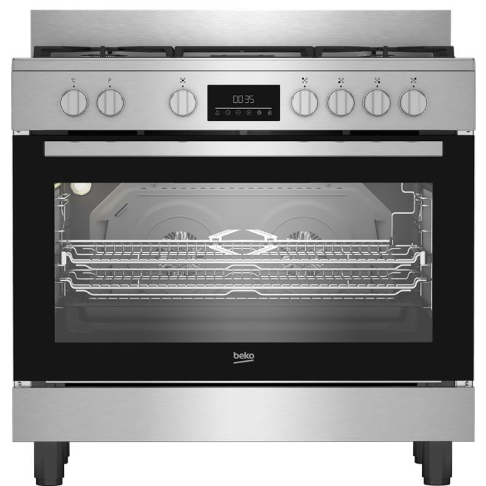 Beko 90cm Stainless Steel Freestanding Gas/Electric Cooker - BGTW11225EX