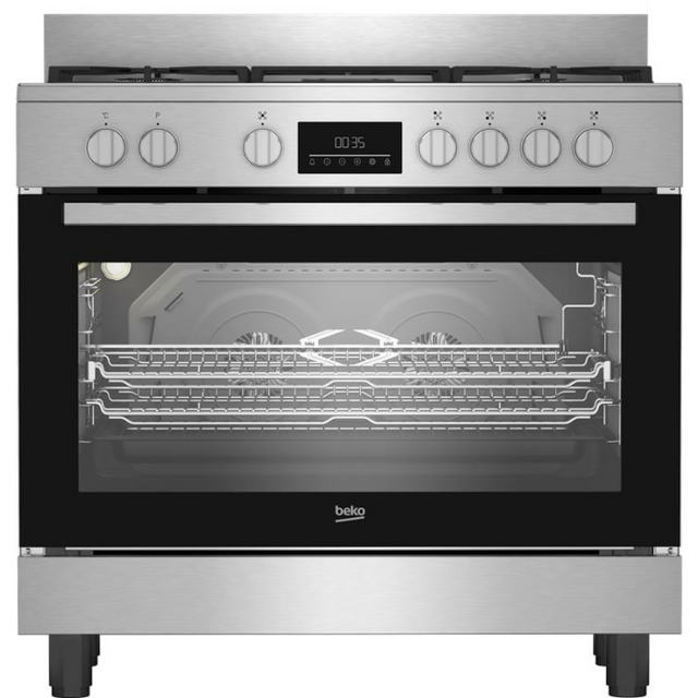 Beko 90cm Stainless Steel Freestanding Gas/Electric Cooker - BGTW11225EX