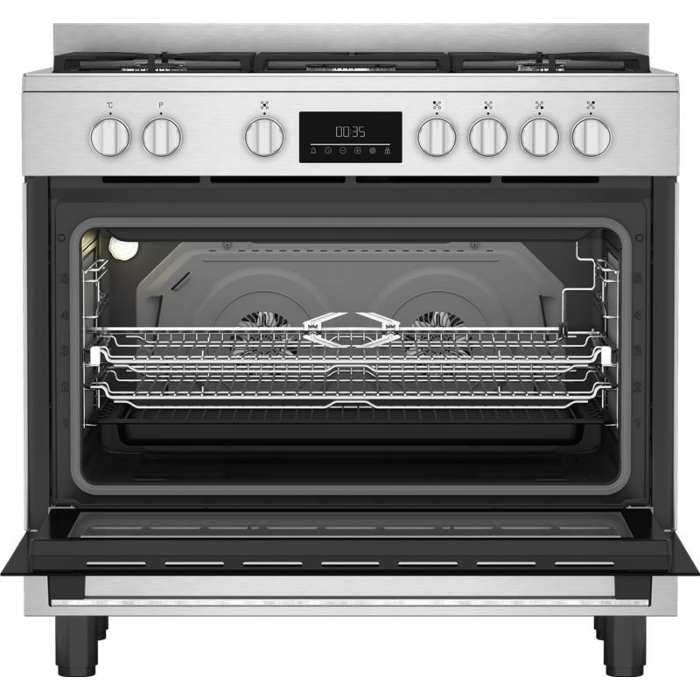 Beko 90cm Stainless Steel Freestanding Gas/Electric Cooker - BGTW11225EX