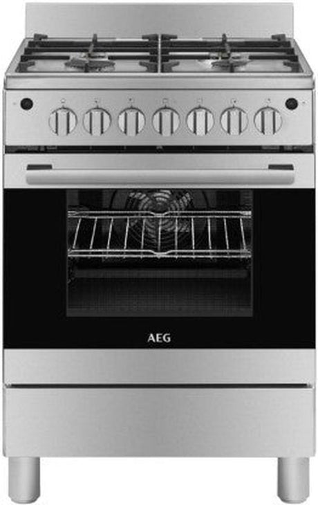 AEG HKB64450NB 60cm Stainless Steel 4-Burner Automatic Gas Stove with Thermic Air Cooking & Catalytic Cleaning