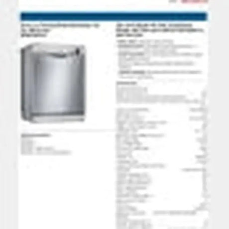 Bosch 12 Place Settings Free Standing Dishwasher SMS24AI01Z