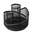 Brainware 5 Way Black Steel Mesh Rotating Pen Holder