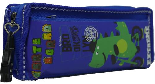 Brainware Fabric 2 Pocket Combination Lock Pencil Bag Royal Blue