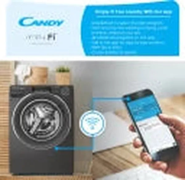 Candy Italy Rapid'O 9.6kg Inverter Steam Washer Dryer Combo with Wi-Fi App Control - Grey