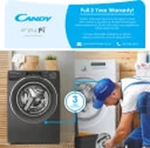Candy Italy Rapid'O 9.6kg Inverter Steam Washer Dryer Combo with Wi-Fi App Control - Grey
