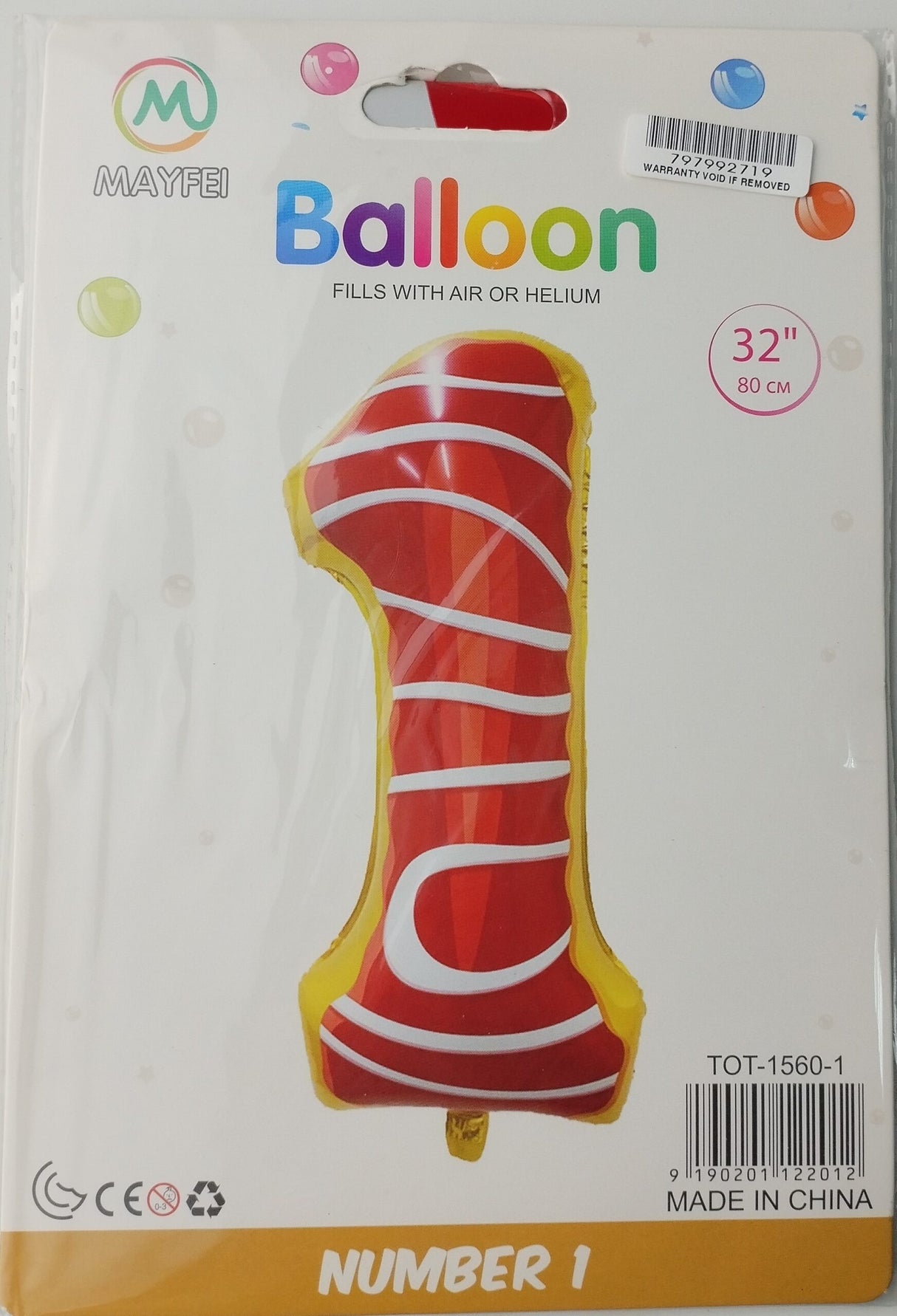 Casey 102cm Donut Balloon Number.1 Retail Packaging No