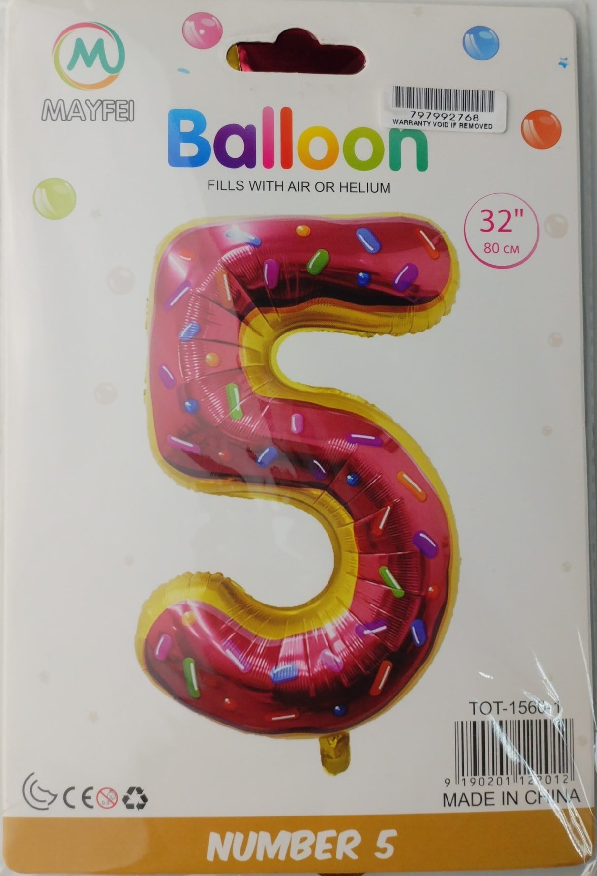 Casey 102cm Donut Balloon Number.5 Retail Packaging No
