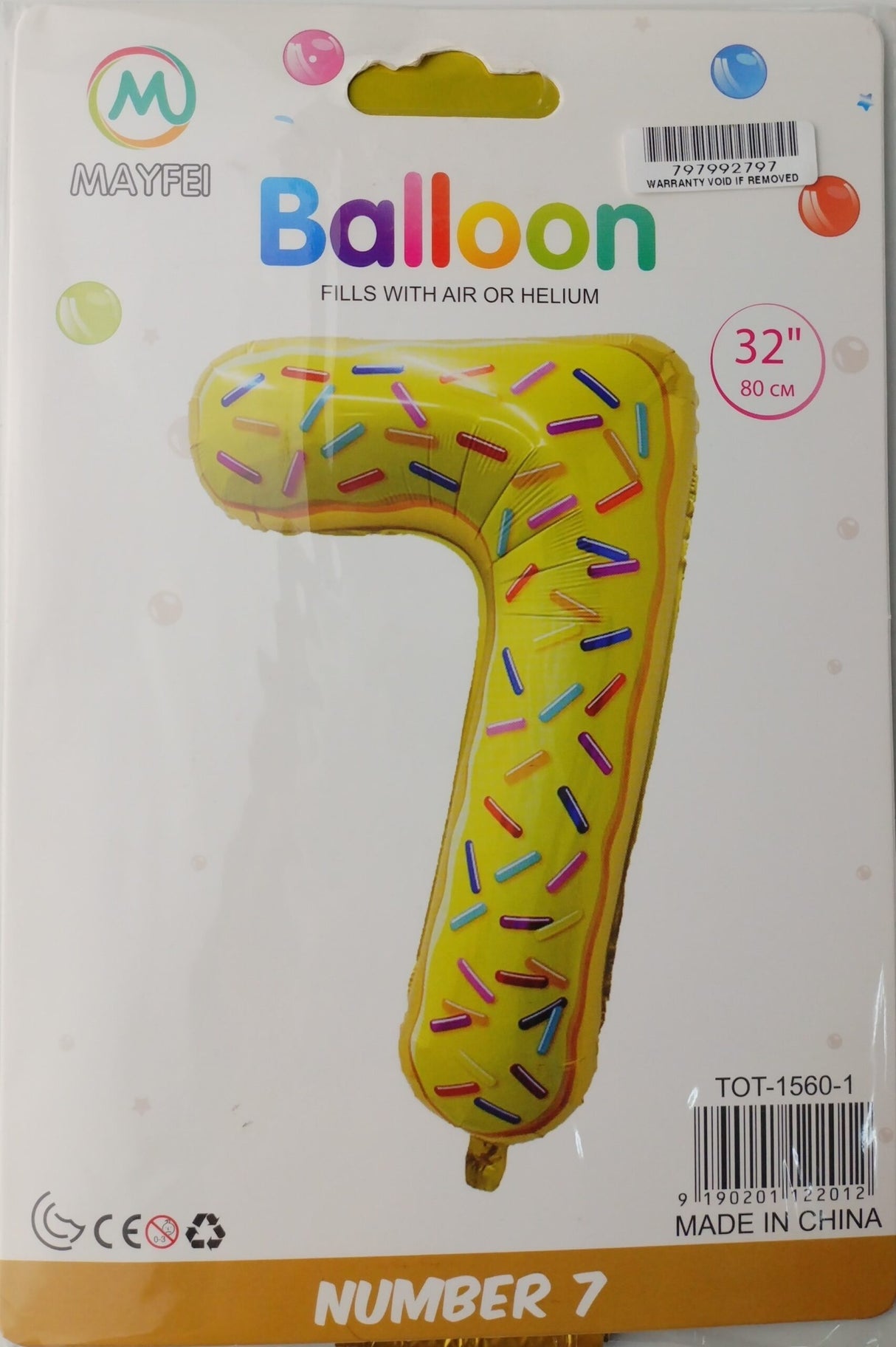 Casey 102cm Donut Balloon Number.7 Retail Packaging No