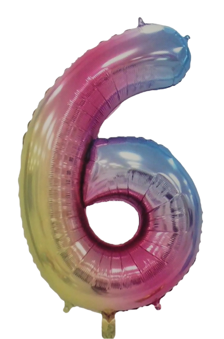 Casey 102cm Rainbow Balloon Number 6