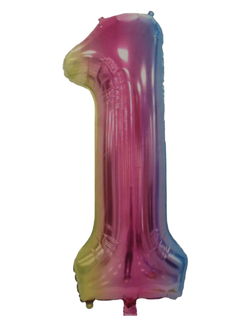 Casey 102cm Rainbow Balloon Number.1 Retail Packaging No