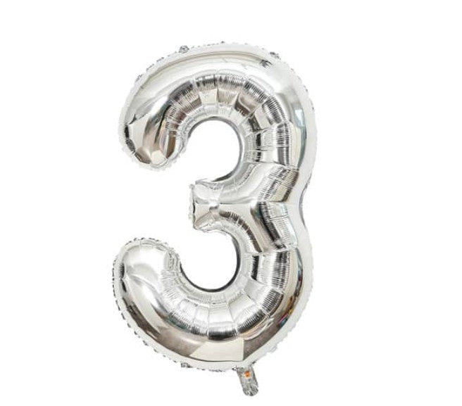 Casey 102cm Silver Balloon Number.3 Retail Packaging No