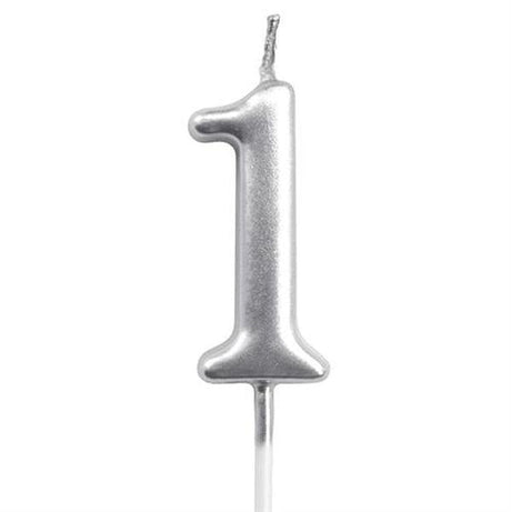 Casey 10cm Silver Numerical Birthday Candle Nr.1 Retail