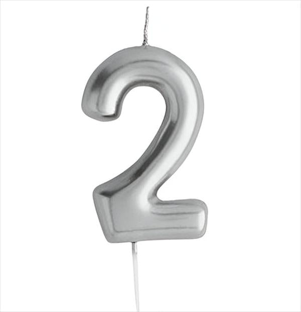Casey 10cm Silver Numerical Birthday Candle Nr.2 Retail