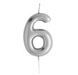 Casey 10cm Silver Numerical Birthday Candle Nr.6 Retail