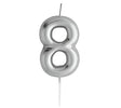 Casey 10cm Silver Numerical Birthday Candle Nr.8 Retail