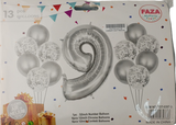 Casey 13pc Silver and White Balloon Set Nr 9