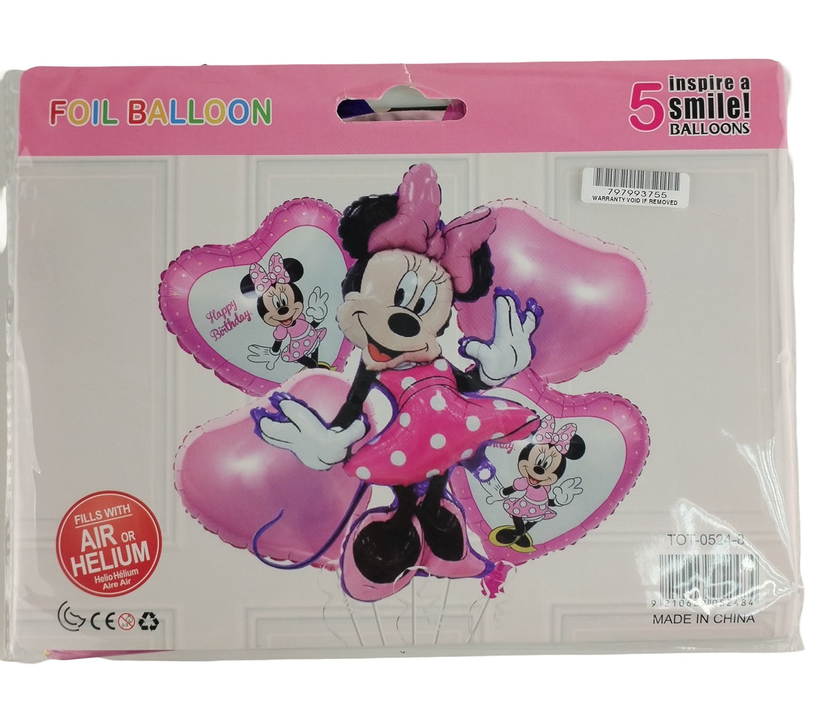 Casey 5pc Minnie Themed Birthday Balloon Set Retail