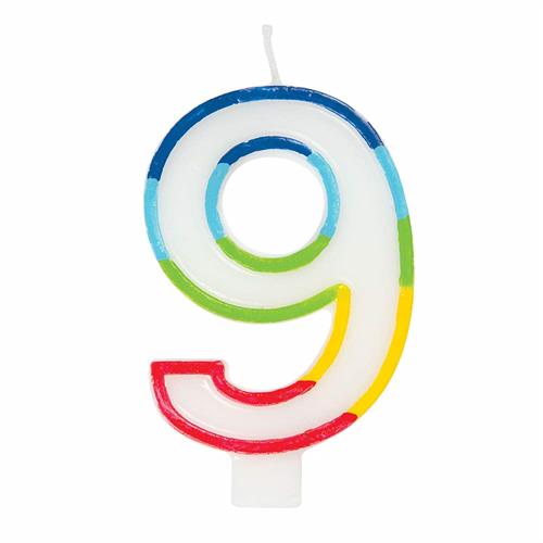 Casey 7cm Multicolor Numerical Birthday Candle Nr.9