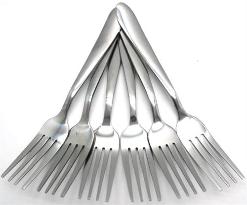 Casey Catering 6 Piece Stainless Steel Dinner Dessert Forks -Plain Design