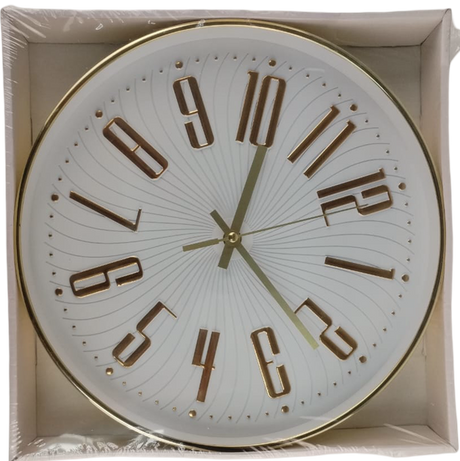 Casey Wall Clock Gold Outer Rim With Gold Details And White